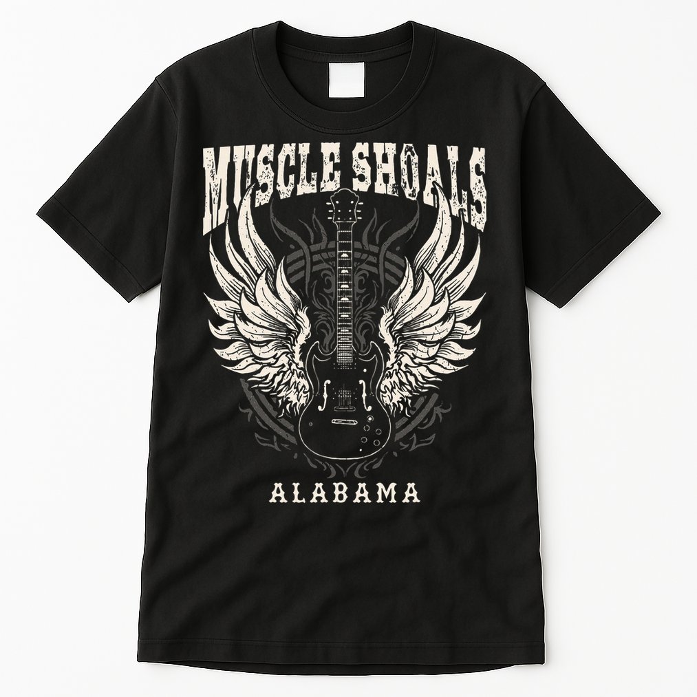 Muscle Shoals Alabama Vintage Guitar Wings Tall T-Shirt