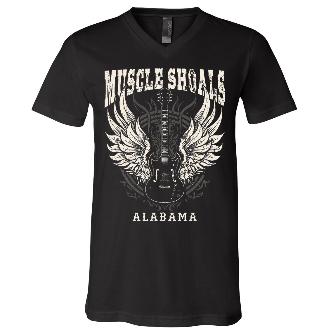 Muscle Shoals Alabama Vintage Guitar Wings V-Neck T-Shirt