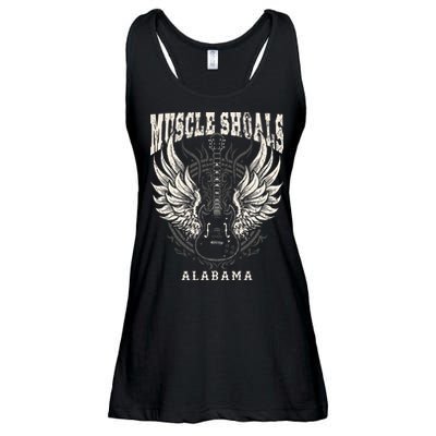 Muscle Shoals Alabama Vintage Guitar Wings Ladies Essential Flowy Tank