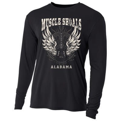 Muscle Shoals Alabama Vintage Guitar Wings Cooling Performance Long Sleeve Crew