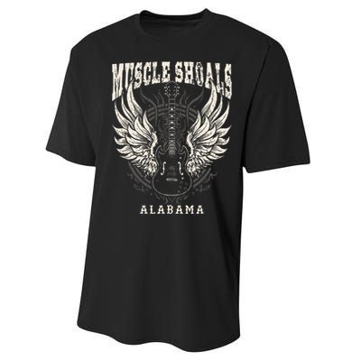 Muscle Shoals Alabama Vintage Guitar Wings Performance Sprint T-Shirt