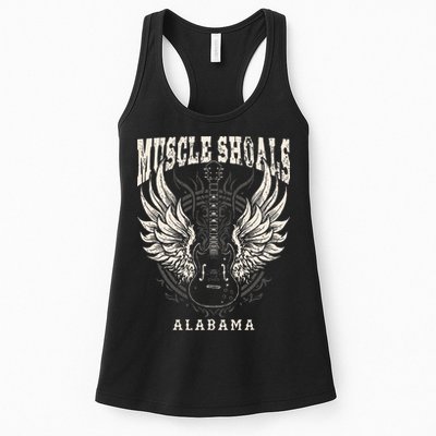 Muscle Shoals Alabama Vintage Guitar Wings Womens Tank Top