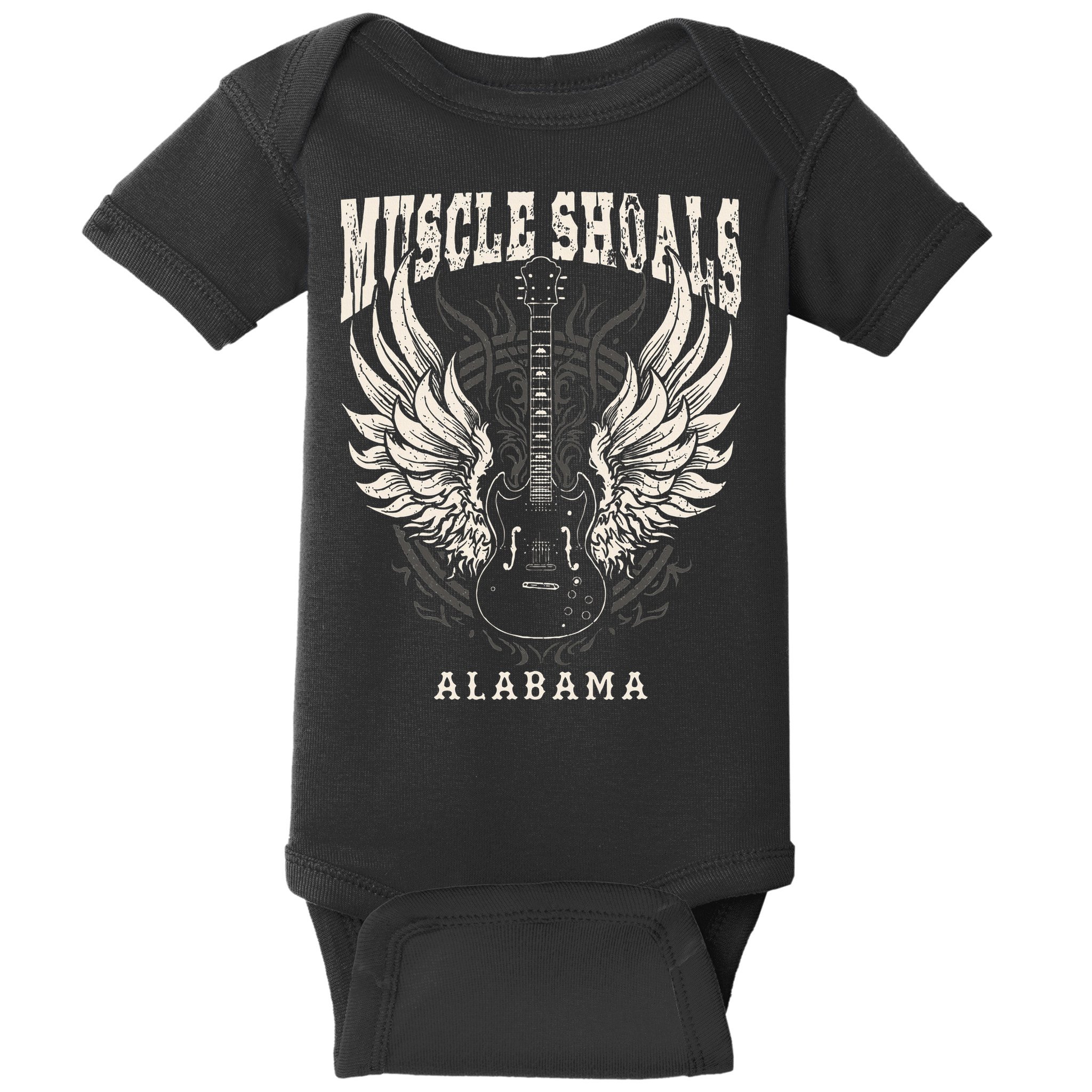 Muscle Shoals Alabama Vintage Guitar Wings Baby Bodysuit