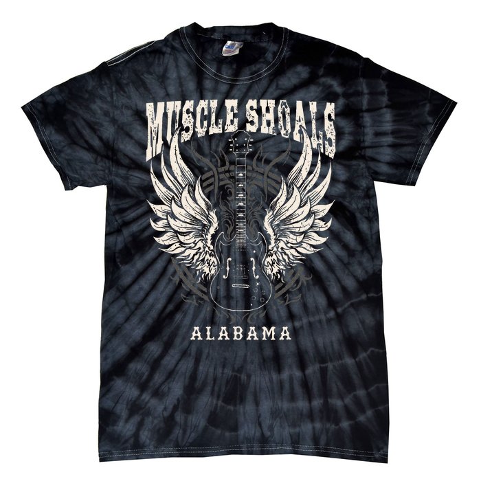 Muscle Shoals Alabama Vintage Guitar Wings Tie-Dye T-Shirt