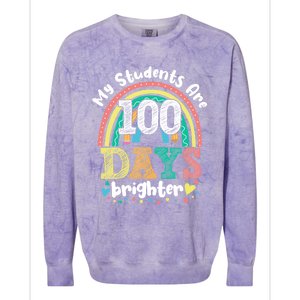 My Students Are 100 Days Brighter Rainbow 100th Day School Gift Colorblast Crewneck Sweatshirt