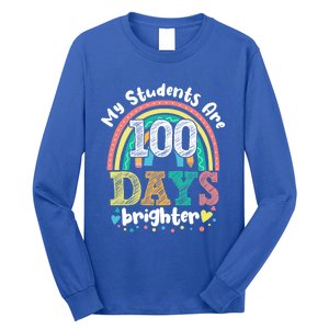 My Students Are 100 Days Brighter Rainbow 100th Day School Gift Long Sleeve Shirt