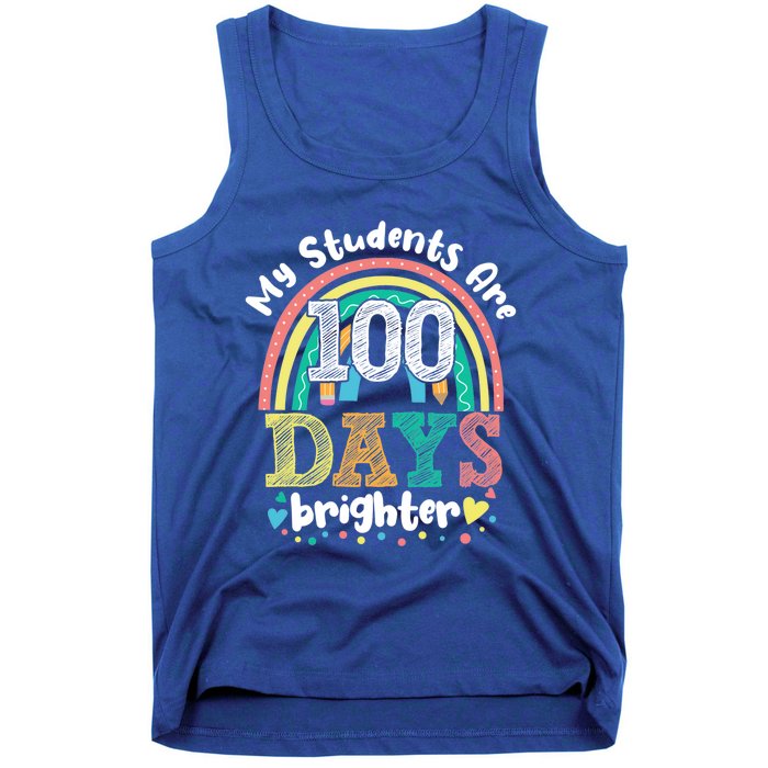 My Students Are 100 Days Brighter Rainbow 100th Day School Gift Tank Top