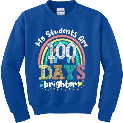 My Students Are 100 Days Brighter Rainbow 100th Day School Gift Kids Sweatshirt