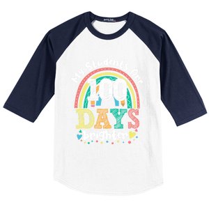 My Students Are 100 Days Brighter Rainbow 100th Day School Gift Baseball Sleeve Shirt