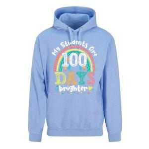 My Students Are 100 Days Brighter Rainbow 100th Day School Gift Unisex Surf Hoodie