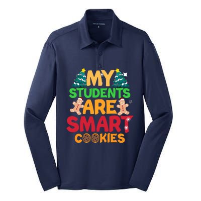 My Students Are Smart Cookies Christmas Teacher Funny Gifts For Teacher Silk Touch Performance Long Sleeve Polo