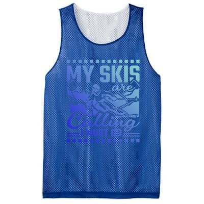 My Skis Are Calling I Must Go Gift Mesh Reversible Basketball Jersey Tank