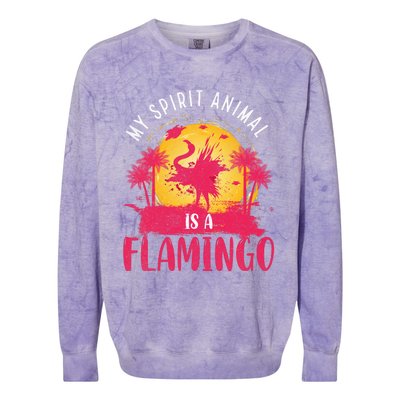 My Spirit Animal Is A Flamingo Retro Flamingo Lover Colorblast Crewneck Sweatshirt