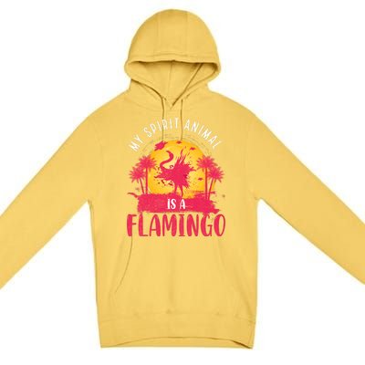 My Spirit Animal Is A Flamingo Retro Flamingo Lover Premium Pullover Hoodie