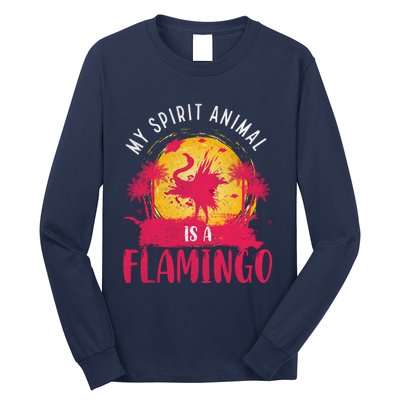 My Spirit Animal Is A Flamingo Retro Flamingo Lover Long Sleeve Shirt