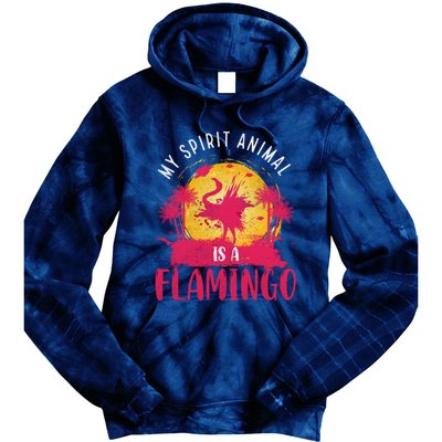 My Spirit Animal Is A Flamingo Retro Flamingo Lover Tie Dye Hoodie