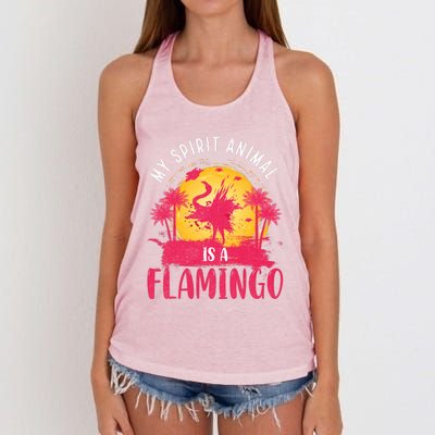 My Spirit Animal Is A Flamingo Retro Flamingo Lover Women's Knotted Racerback Tank