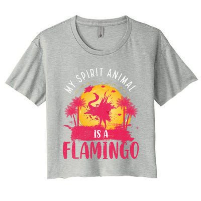 My Spirit Animal Is A Flamingo Retro Flamingo Lover Women's Crop Top Tee