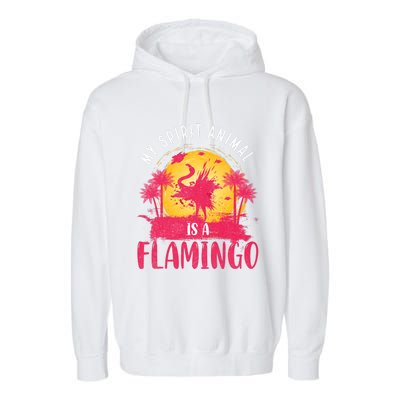 My Spirit Animal Is A Flamingo Retro Flamingo Lover Garment-Dyed Fleece Hoodie