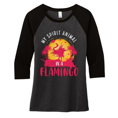 My Spirit Animal Is A Flamingo Retro Flamingo Lover Women's Tri-Blend 3/4-Sleeve Raglan Shirt