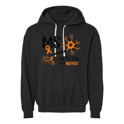 Multiple Sclerosis Awareness Gets On My Nerves Orange Garment-Dyed Fleece Hoodie