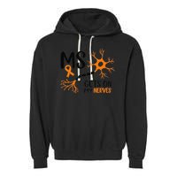 Multiple Sclerosis Awareness Gets On My Nerves Orange Garment-Dyed Fleece Hoodie