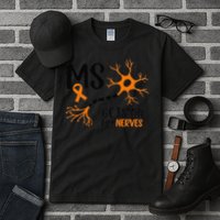 Multiple Sclerosis Awareness Gets On My Nerves Orange Tall T-Shirt