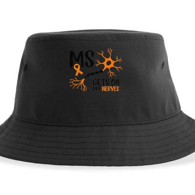 Multiple Sclerosis Awareness Gets On My Nerves Orange Sustainable Bucket Hat