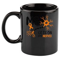 Multiple Sclerosis Awareness Gets On My Nerves Orange 11oz C Handle Ceramic Mug