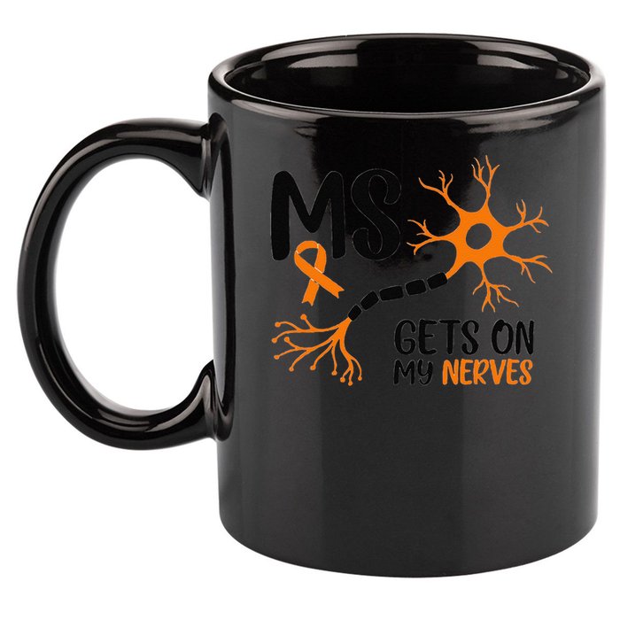 Multiple Sclerosis Awareness Gets On My Nerves Orange 11oz C Handle Ceramic Mug