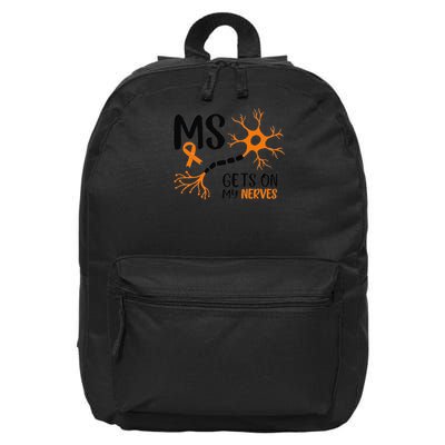 Multiple Sclerosis Awareness Gets On My Nerves Orange 16 in Basic Backpack