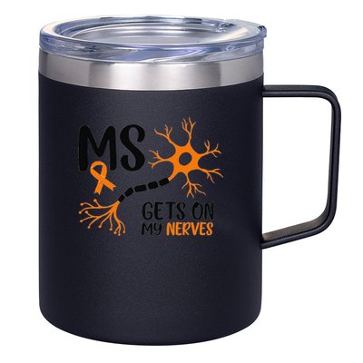 Multiple Sclerosis Awareness Gets On My Nerves Orange 12oz Stainless Steel Coffee Mug