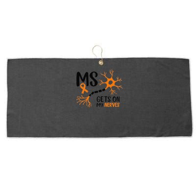 Multiple Sclerosis Awareness Gets On My Nerves Orange Large Microfiber Waffle Golf Towel