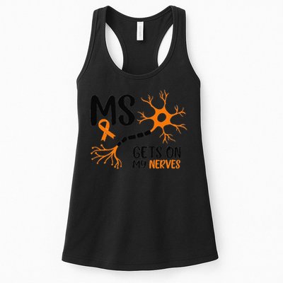 Multiple Sclerosis Awareness Gets On My Nerves Orange Womens Tank Top