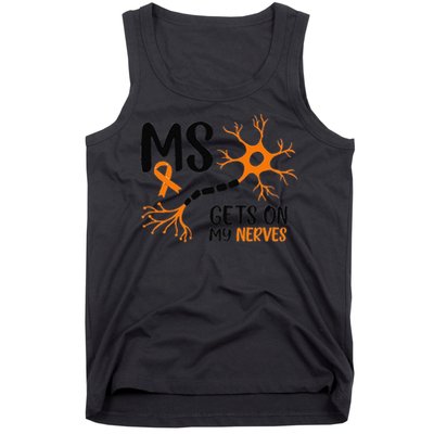Multiple Sclerosis Awareness Gets On My Nerves Orange Tank Top