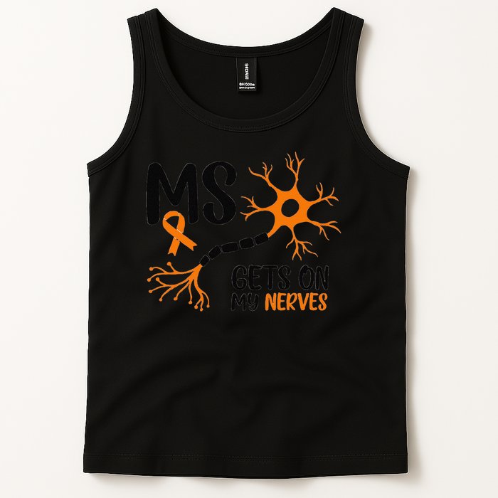 Multiple Sclerosis Awareness Gets On My Nerves Orange Tank Top