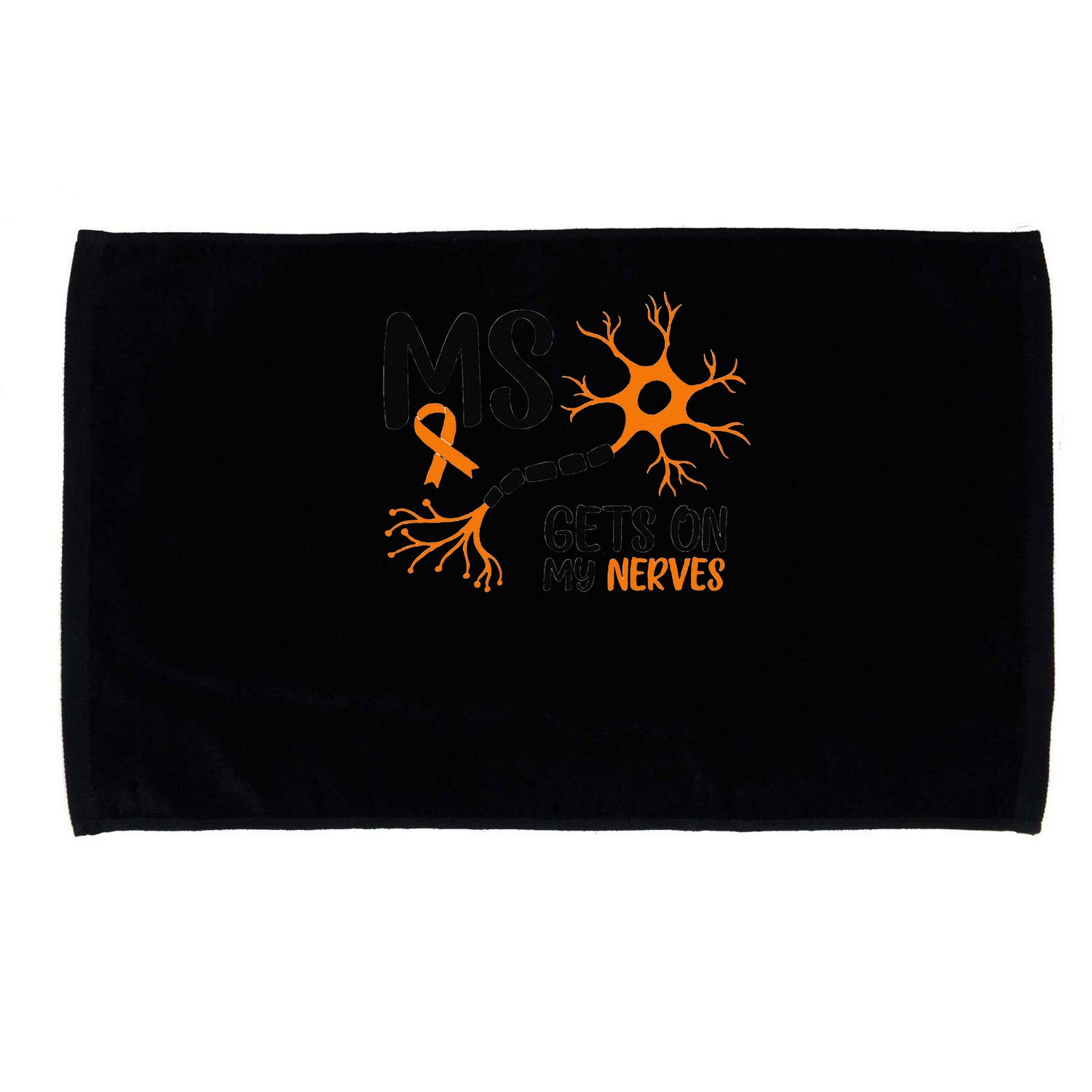 Multiple Sclerosis Awareness Gets On My Nerves Orange Microfiber Hand Towel