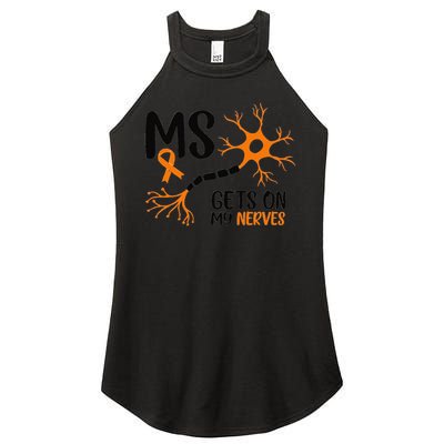 Multiple Sclerosis Awareness Gets On My Nerves Orange Women's Perfect Tri Rocker Tank