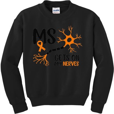 Multiple Sclerosis Awareness Gets On My Nerves Orange Kids Sweatshirt