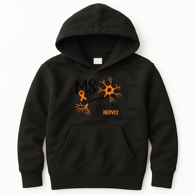 Multiple Sclerosis Awareness Gets On My Nerves Orange Kids Hoodie