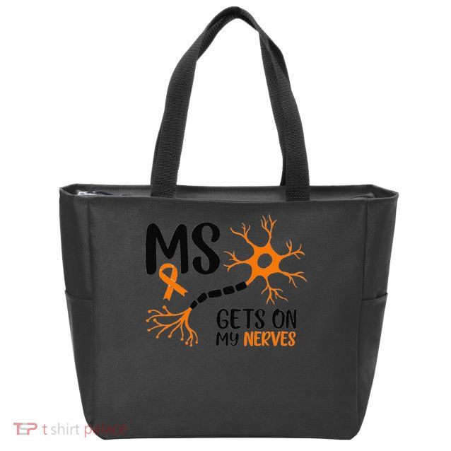 Multiple Sclerosis Awareness Gets On My Nerves Orange Zip Tote Bag