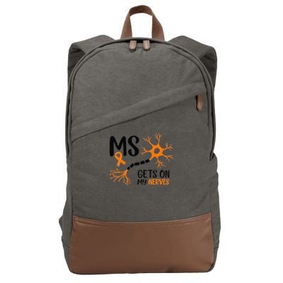Multiple Sclerosis Awareness Gets On My Nerves Orange Cotton Canvas Backpack