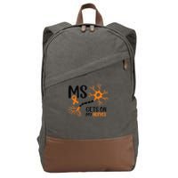 Multiple Sclerosis Awareness Gets On My Nerves Orange Cotton Canvas Backpack