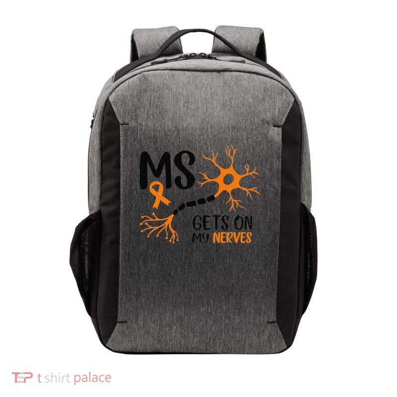 Multiple Sclerosis Awareness Gets On My Nerves Orange Vector Backpack