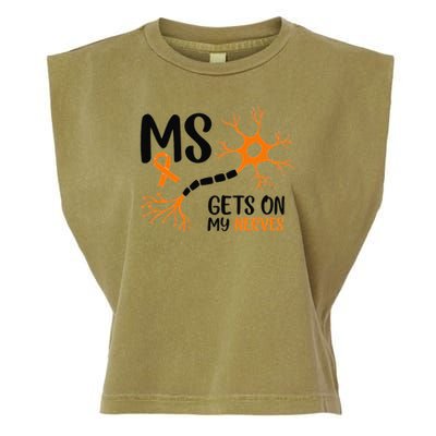 Multiple Sclerosis Awareness Gets On My Nerves Orange Garment-Dyed Women's Muscle Tee