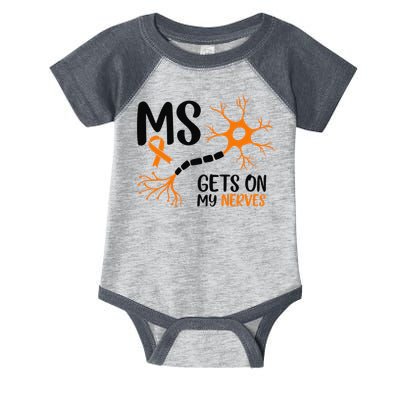 Multiple Sclerosis Awareness Gets On My Nerves Orange Infant Baby Jersey Bodysuit