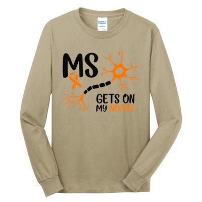 Multiple Sclerosis Awareness Gets On My Nerves Orange Tall Long Sleeve T-Shirt
