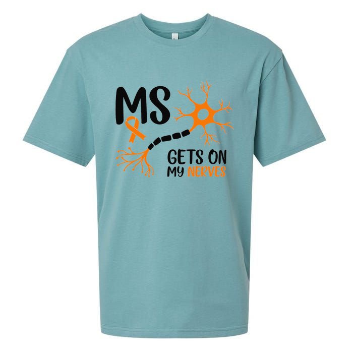 Multiple Sclerosis Awareness Gets On My Nerves Orange Sueded Cloud Jersey T-Shirt