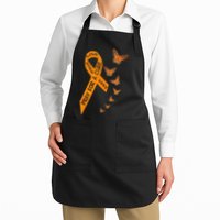 Multiple Sclerosis Awareness Butterfly Orange Ribbon Full-Length Apron With Pockets