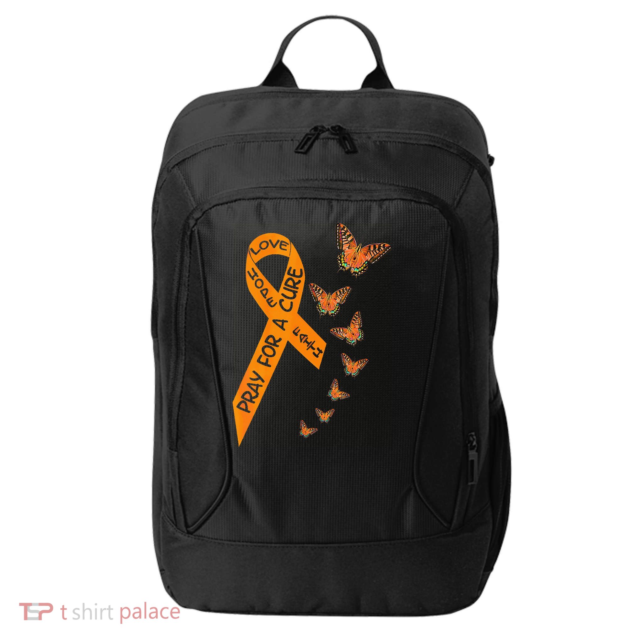 Multiple Sclerosis Awareness Butterfly Orange Ribbon City Backpack
